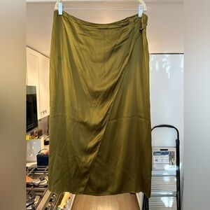 Vince 100% silk draped midi skirt